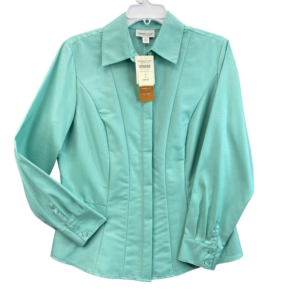 Coldwater Creek Women's Pointed Collar Long Sleeve Polo Blouse Size Small